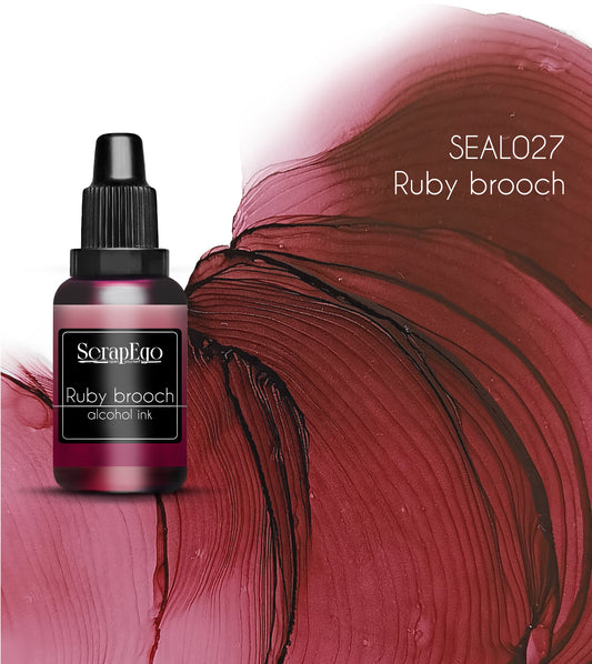 Alcohol ink 'Ruby brooch'