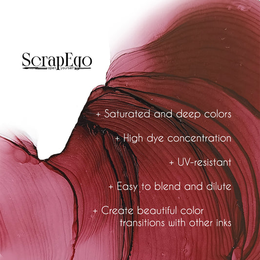 Alcohol ink 'Ruby brooch'