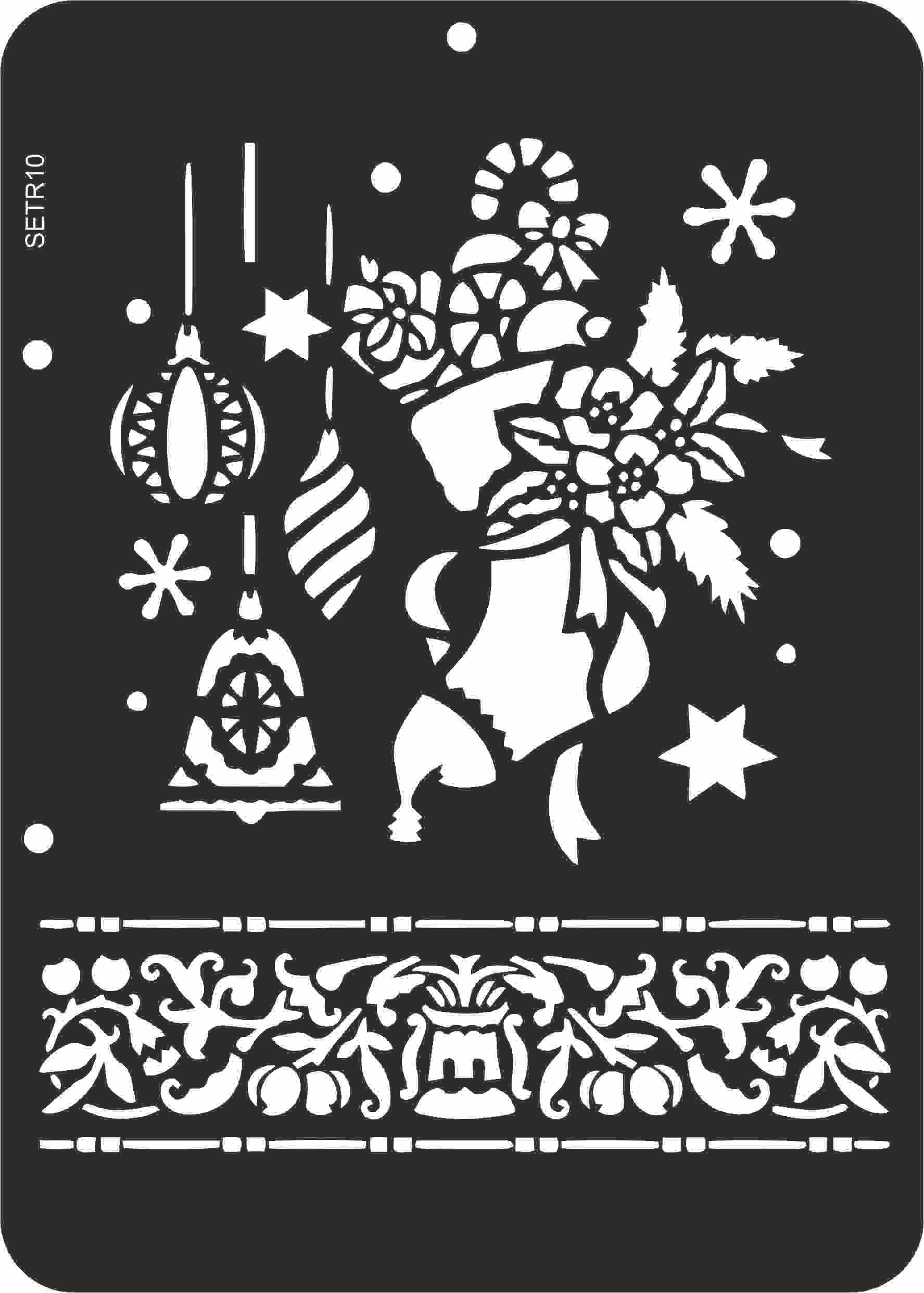 Reusable stencil for decoupage, scrapbooking, mixedmedia techniques, decoration. Christmas