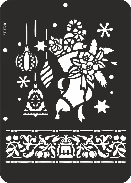 Reusable stencil for decoupage, scrapbooking, mixedmedia techniques, decoration. Christmas