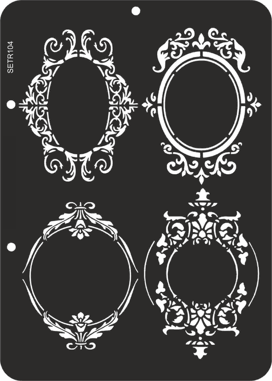 Reusable plastic stencil for decoration, scrapbooking, decoupage 'ScrapEgo' / vintage frames / SETR104