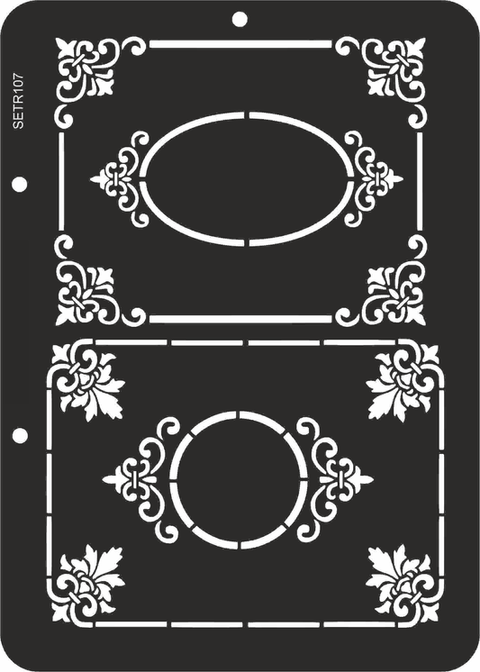Reusable plastic stencil for decoration, scrapbooking, decoupage 'ScrapEgo' / vintage frames / SETR107