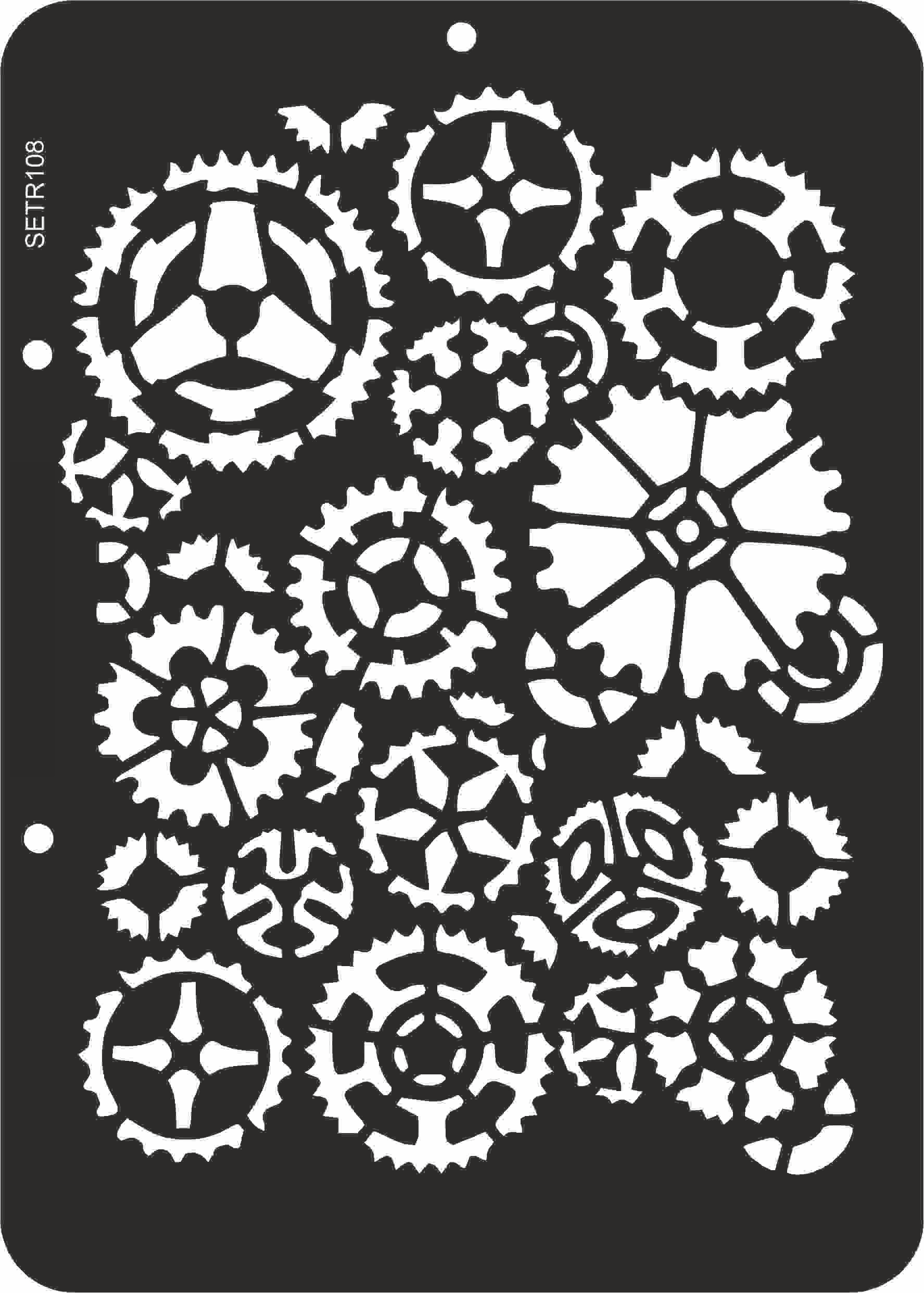 Reusable plastic stencil for decoration, scrapbooking, decoupage 'ScrapEgo' / gears / SETR108