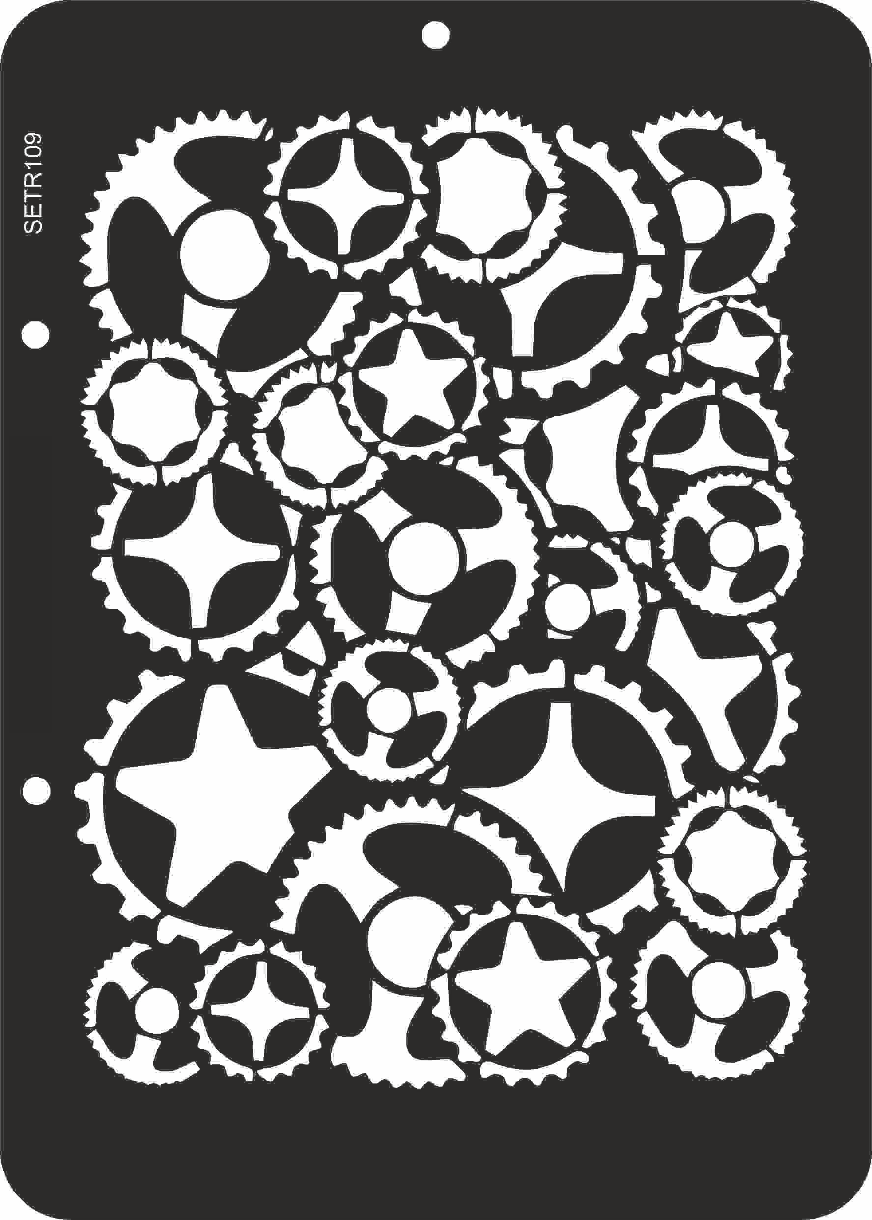 Reusable plastic stencil for decoration, scrapbooking, decoupage 'ScrapEgo' / gears / SETR109