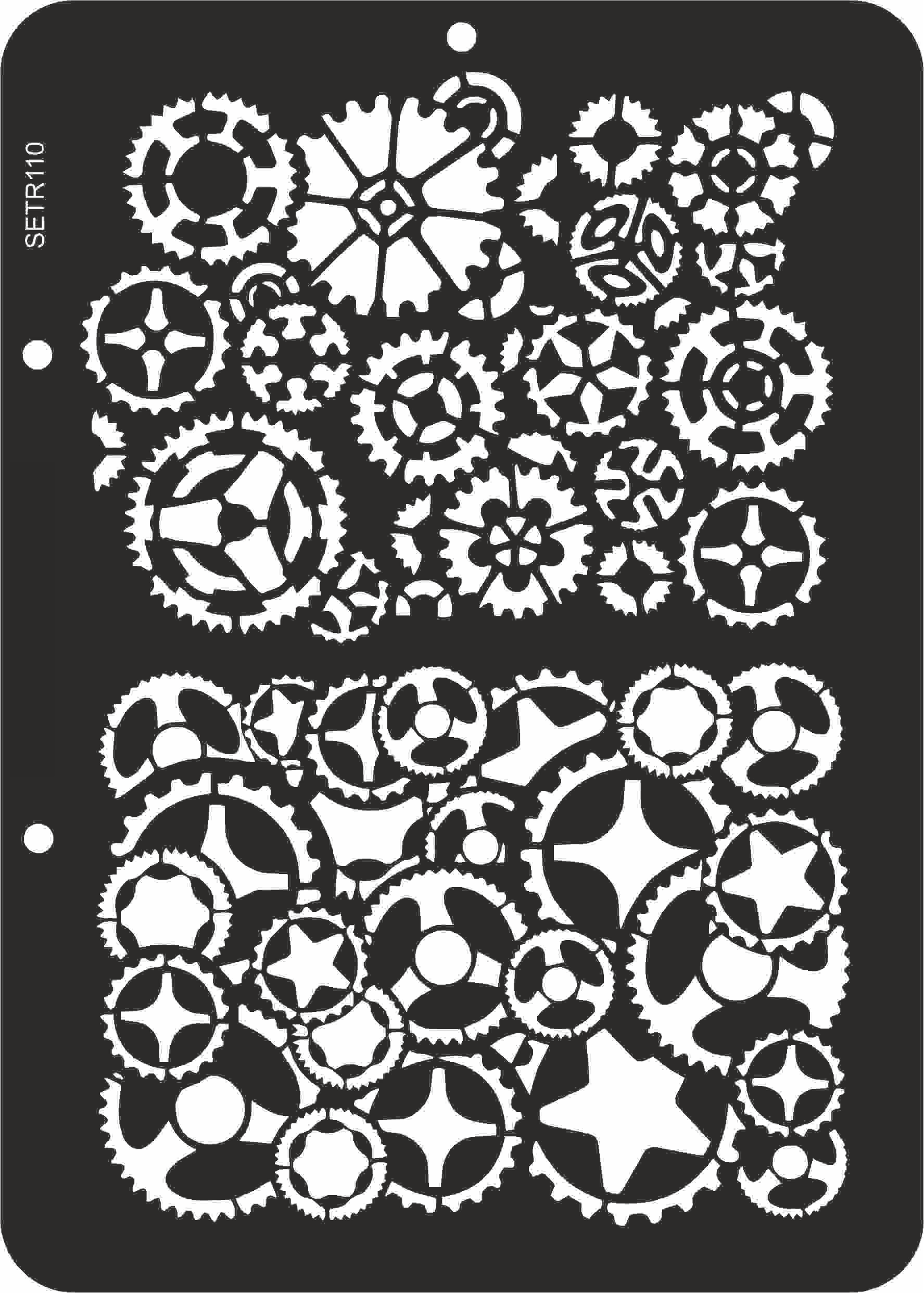 Reusable plastic stencil for decoration, scrapbooking, decoupage 'ScrapEgo' / gears / SETR110