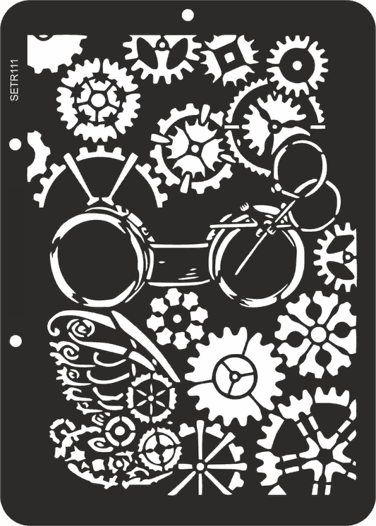 Reusable plastic stencil for decoration, scrapbooking, decoupage 'ScrapEgo' / gears steampunk / SETR111