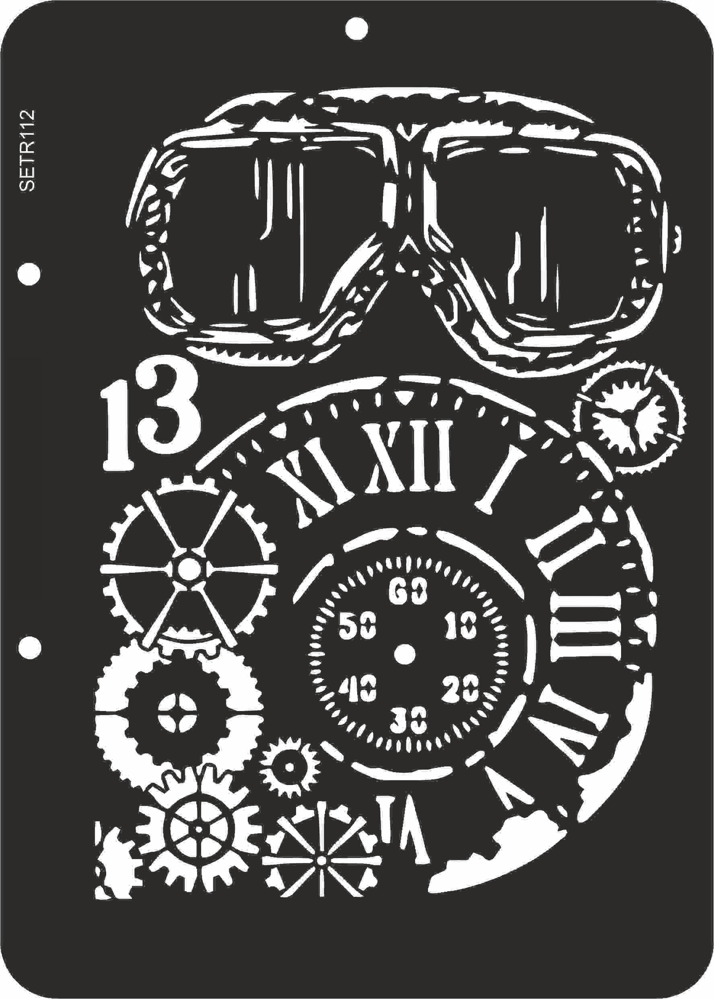 Reusable plastic stencil for decoration, scrapbooking, decoupage 'ScrapEgo' / gears steampunk / SETR112