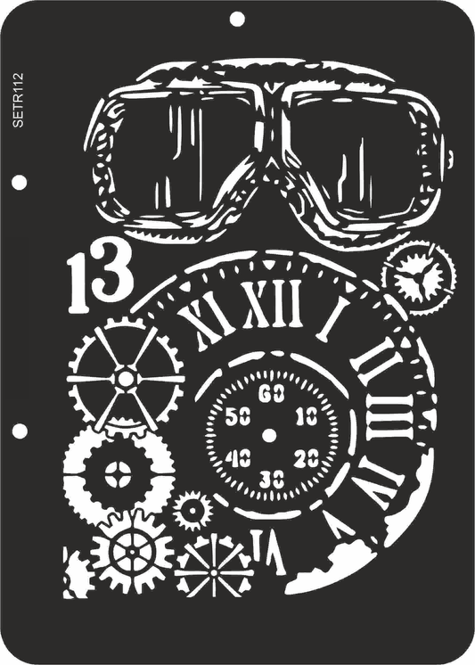 Reusable plastic stencil for decoration, scrapbooking, decoupage 'ScrapEgo' / gears steampunk / SETR112