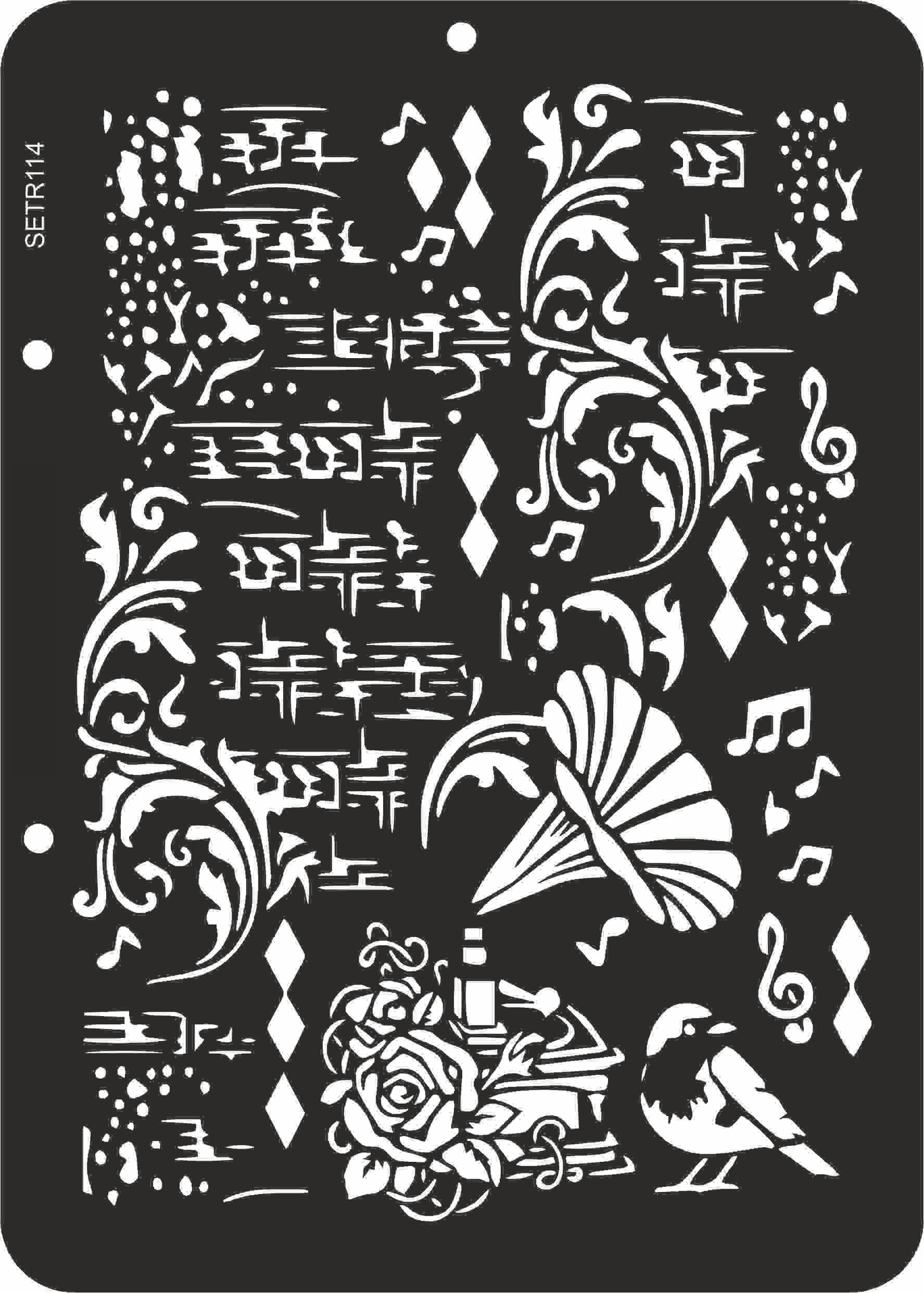 Reusable plastic stencil for decoration, scrapbooking, decoupage 'ScrapEgo' / vintage / SETR114