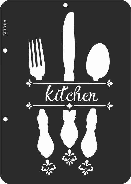 Reusable plastic stencil for decoration, scrapbooking, decoupage 'ScrapEgo' / kitchen / SETR118