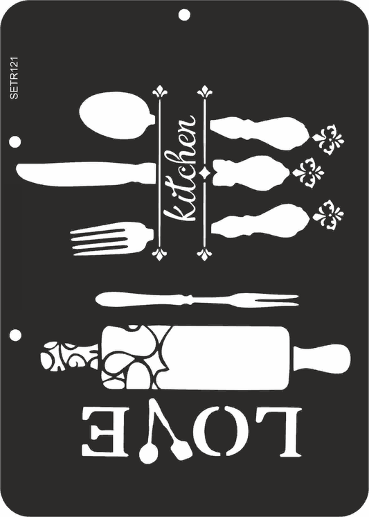Reusable plastic stencil for decoration, scrapbooking, decoupage 'ScrapEgo' / kitchen / SETR121