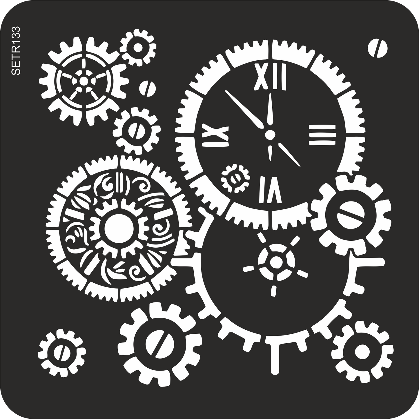 Reusable plastic stencil for decoration, scrapbooking, decoupage 'ScrapEgo' / gears steampunk / SETR133