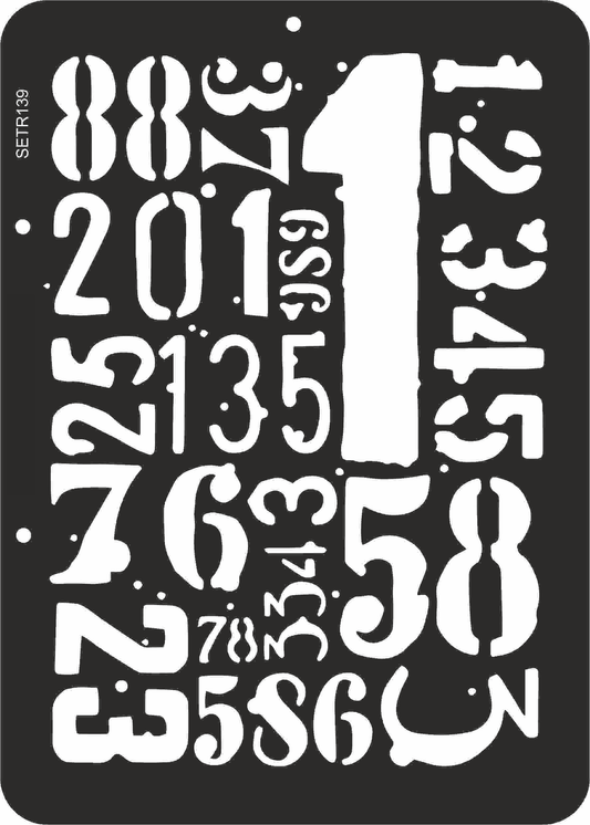 Reusable plastic stencil for decoration, scrapbooking, decoupage 'ScrapEgo' / numbers / SETR139