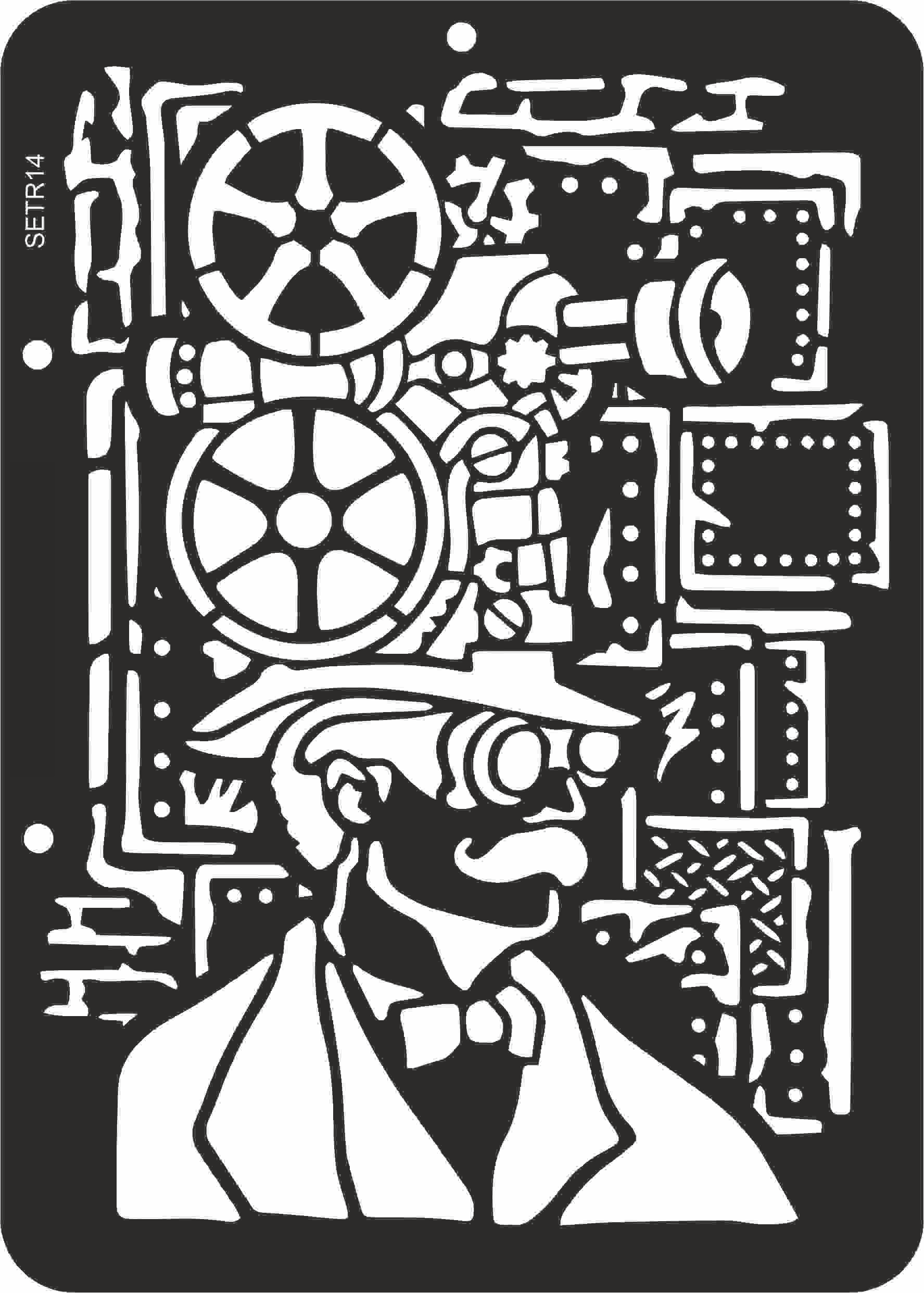Reusable stencil for decoupage, scrapbooking, mixedmedia techniques, decoration. steampunk