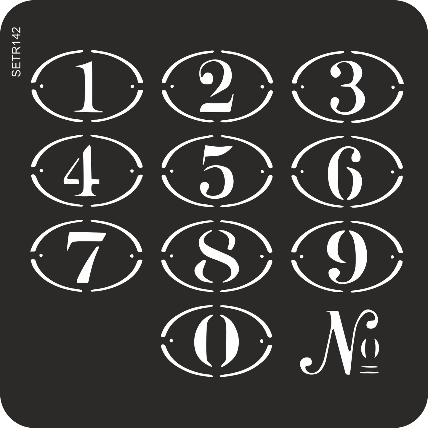 Reusable plastic stencil for decoration, scrapbooking, decoupage 'ScrapEgo' / numbers / SETR142