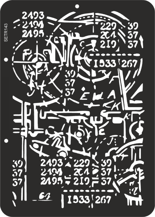 Reusable plastic stencil for decoration, scrapbooking, decoupage 'ScrapEgo' / numbers / SETR143