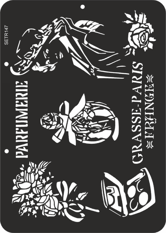 Reusable plastic stencil for decoration, scrapbooking, decoupage 'ScrapEgo' / vintage / SETR147