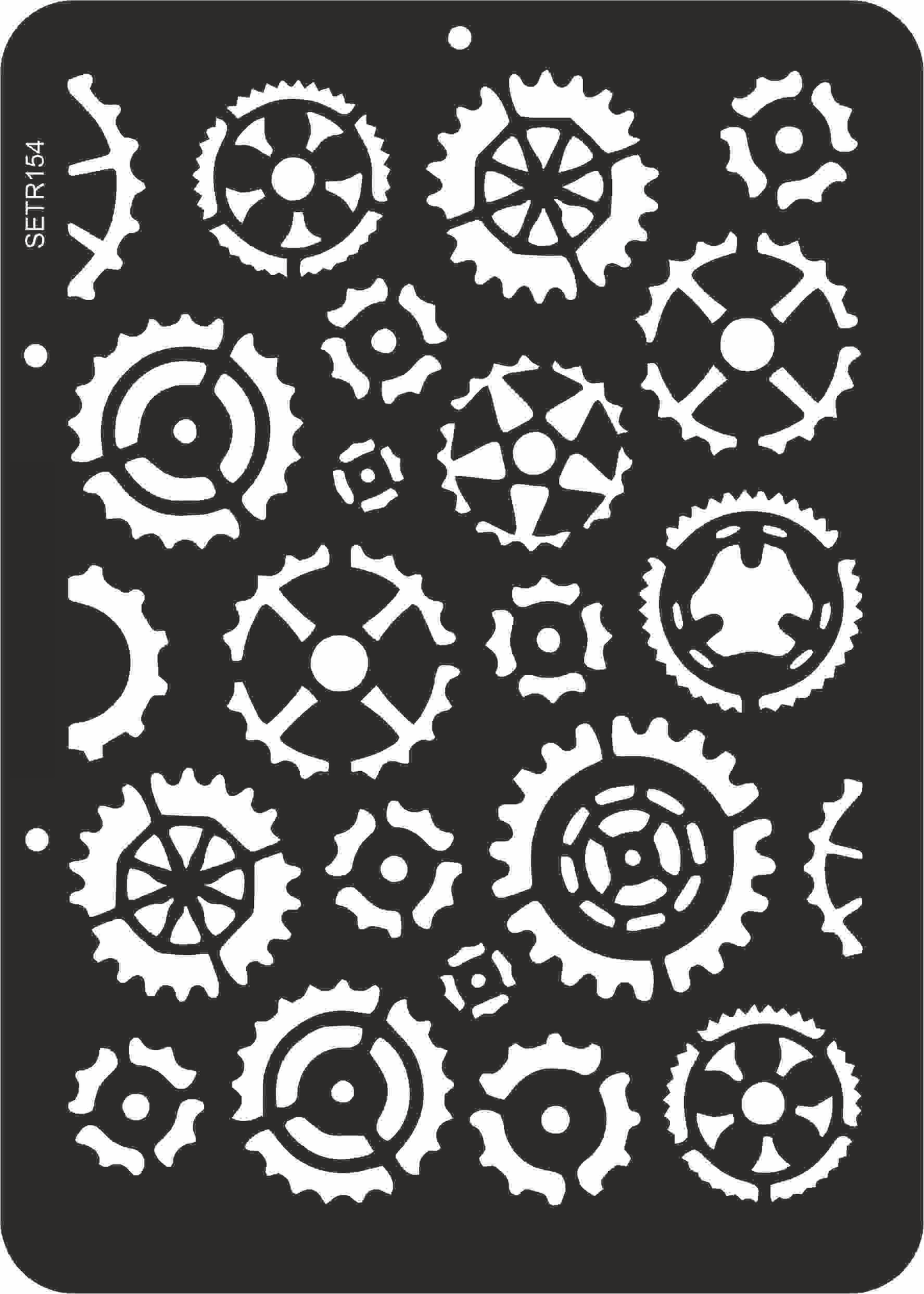 Reusable plastic stencil for decoration, scrapbooking, decoupage 'ScrapEgo' / gears / SETR154