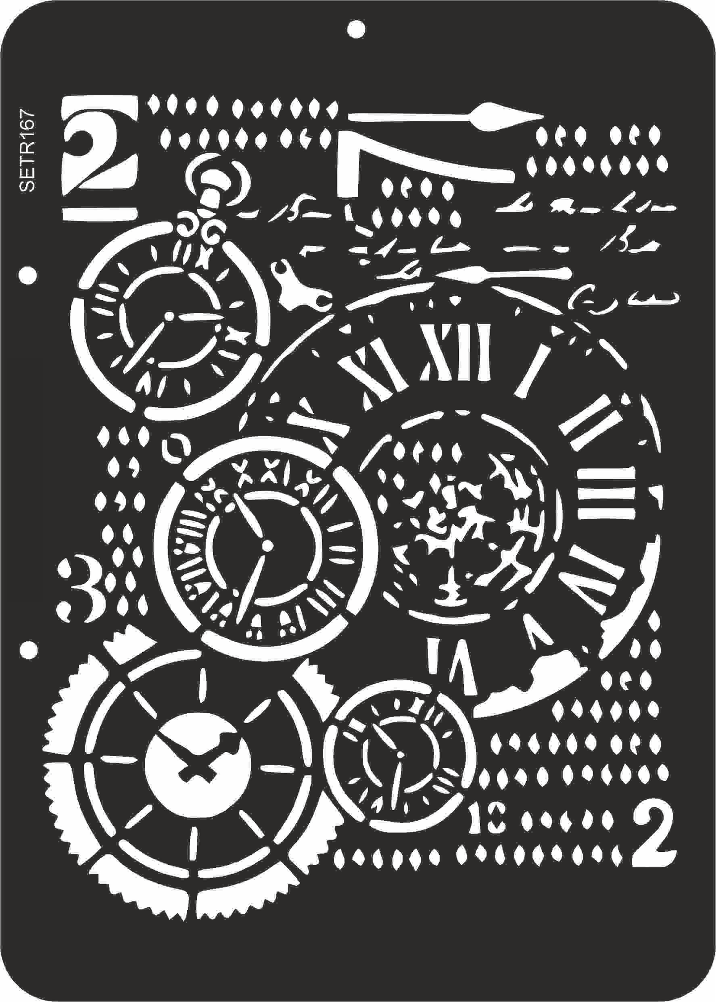 Reusable plastic stencil for decoration, scrapbooking, decoupage 'ScrapEgo' / steampunk watch / SETR167