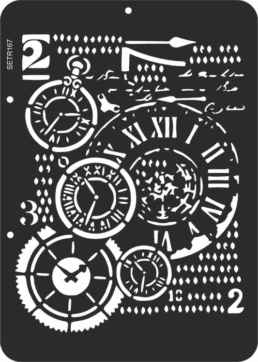 Reusable plastic stencil for decoration, scrapbooking, decoupage 'ScrapEgo' / steampunk watch / SETR167