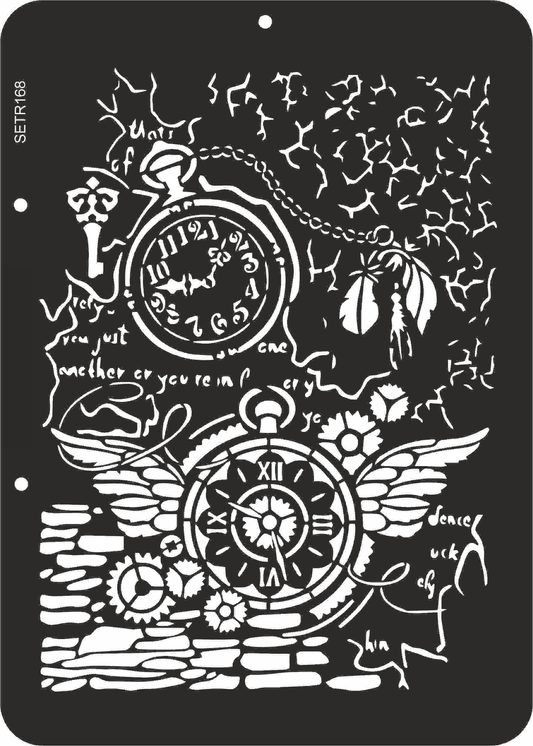 Reusable plastic stencil for decoration, scrapbooking, decoupage 'ScrapEgo' / steampunk watch / SETR168