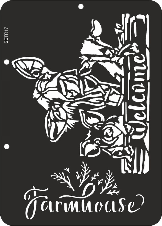 Reusable stencil for decoupage, scrapbooking, mixedmedia techniques, decoration. farmhouse/cows
