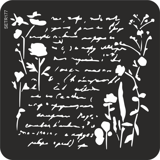 Reusable plastic stencil for decoration, scrapbooking, decoupage 'ScrapEgo' / manuscript flowers / SETR177