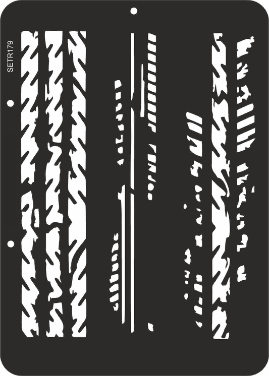 Reusable plastic stencil for decoration, scrapbooking, decoupage 'ScrapEgo' / tyre marks / SETR179