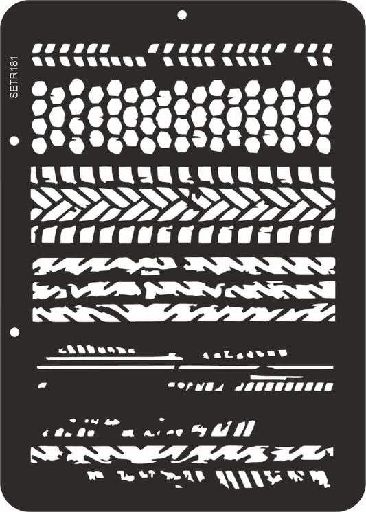 Reusable plastic stencil for decoration, scrapbooking, decoupage 'ScrapEgo' / tyre marks / SETR181