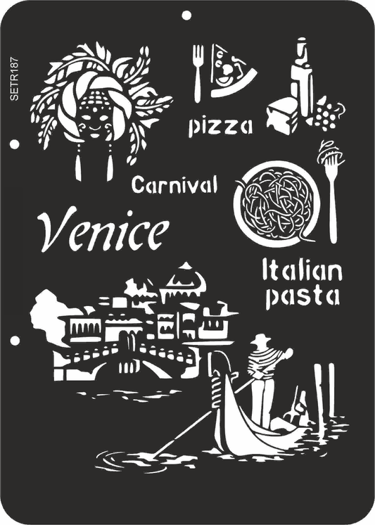 Reusable plastic stencil for decoration, scrapbooking, decoupage 'ScrapEgo' / italia travel / SETR187