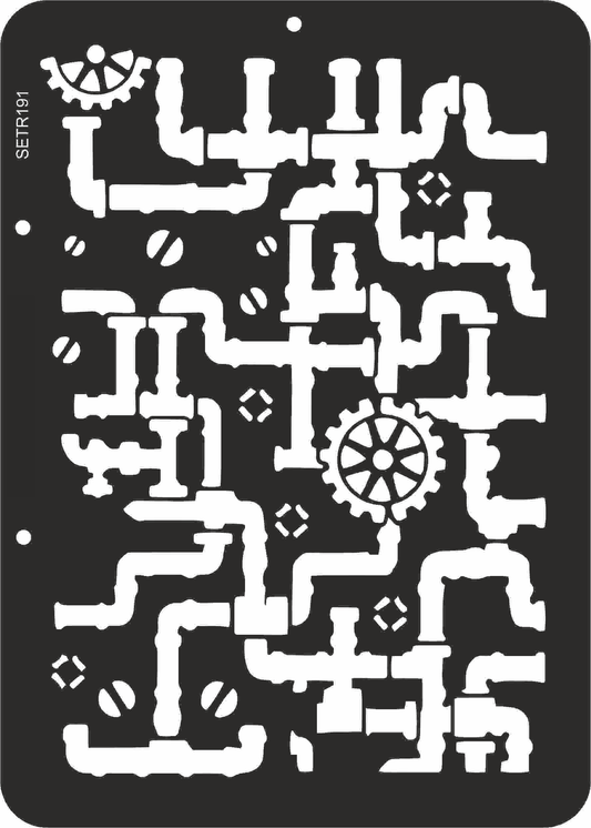 Reusable plastic stencil for decoration, scrapbooking, decoupage 'ScrapEgo' / pipeline / SETR191