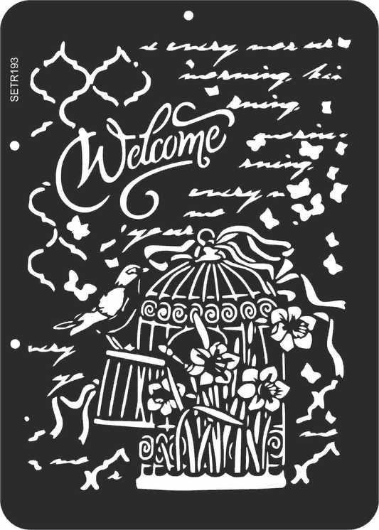 Reusable plastic stencil for decoration, scrapbooking, decoupage 'ScrapEgo' / birdcage vintage / SETR193