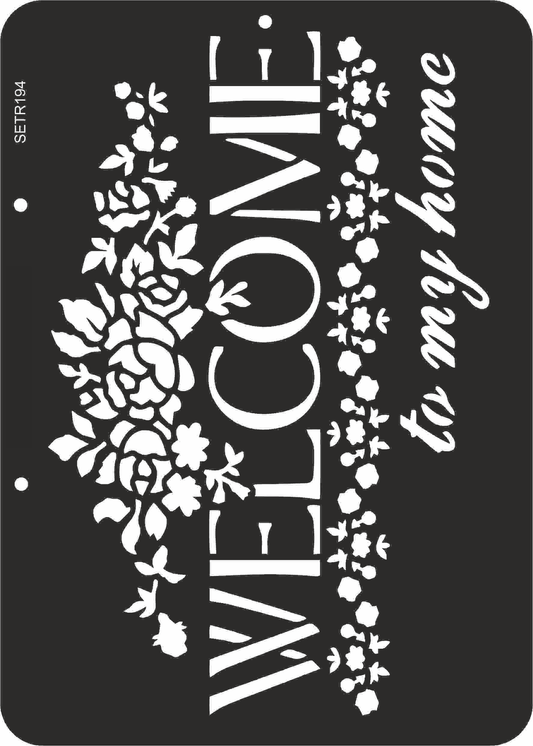 Reusable plastic stencil for decoration, scrapbooking, decoupage 'ScrapEgo' / welcome flowers / SETR194