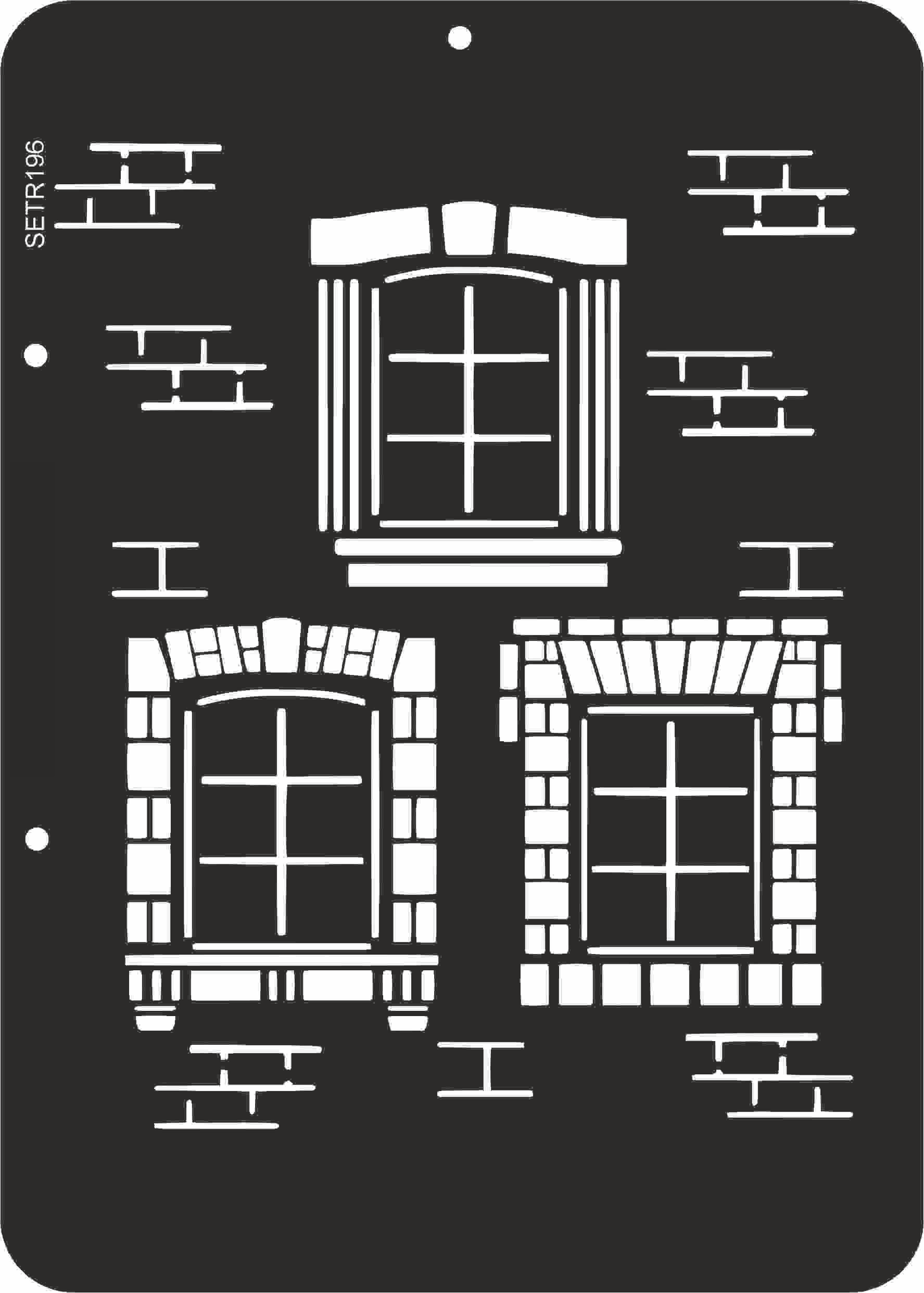 Reusable plastic stencil for decoration, scrapbooking, decoupage 'ScrapEgo' / brick wall windows / SETR196