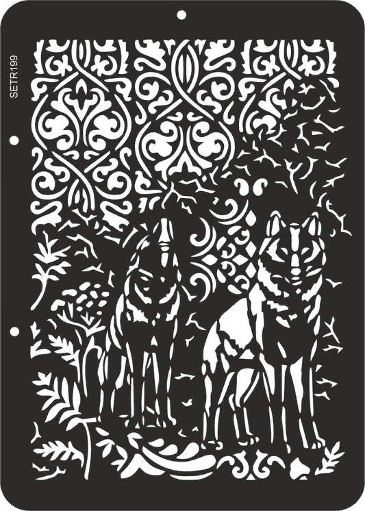 Reusable plastic stencil for decoration, scrapbooking, decoupage 'ScrapEgo' / wolf / SETR199