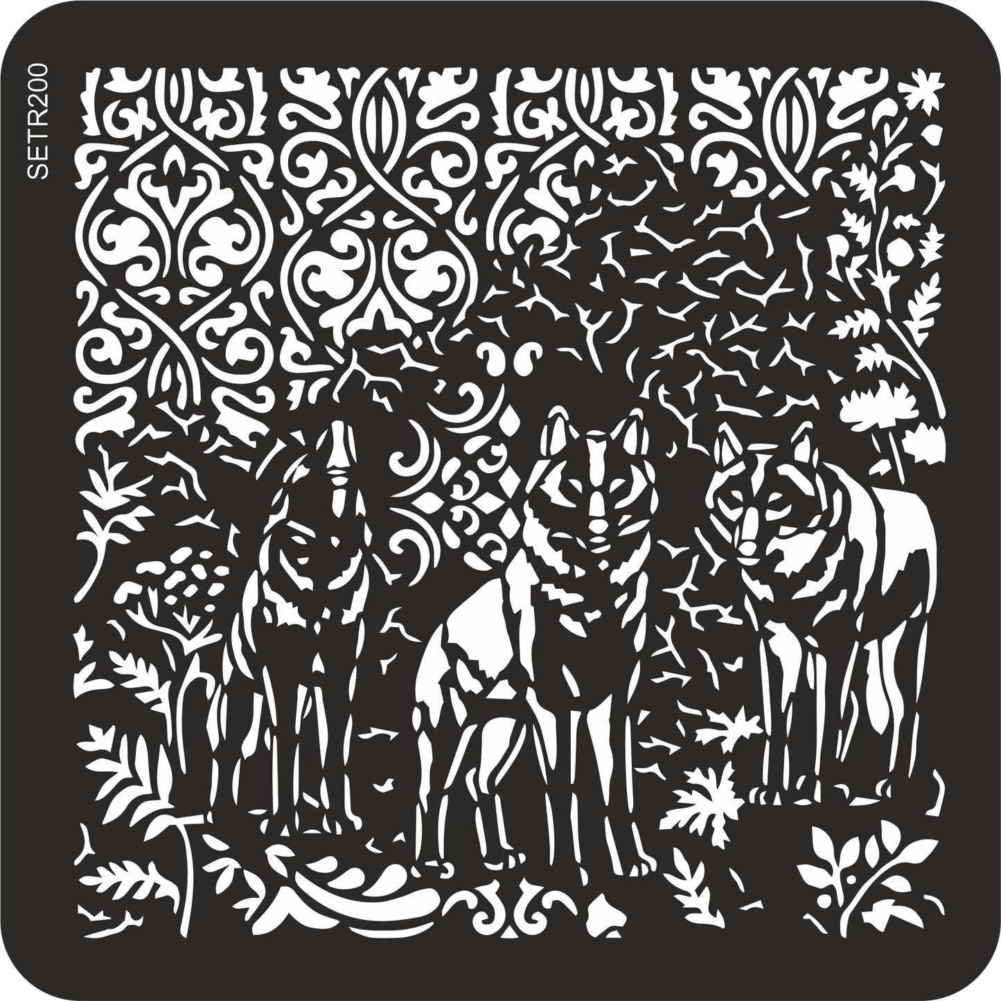 Reusable plastic stencil for decoration, scrapbooking, decoupage 'ScrapEgo' / wolf / SETR200