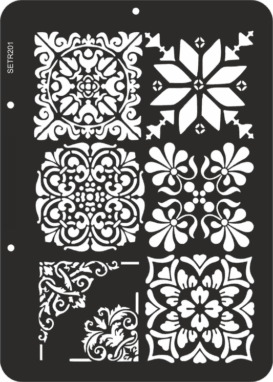 Reusable plastic stencil for decoration, scrapbooking, decoupage 'ScrapEgo' / tiles / SETR201