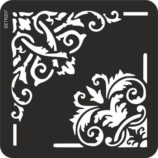 Reusable plastic stencil for decoration, scrapbooking, decoupage 'ScrapEgo' / corner / SETR207