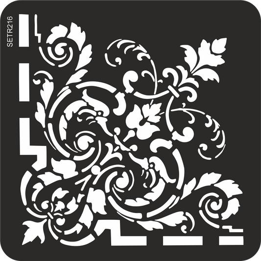 Reusable plastic stencil for decoration, scrapbooking, decoupage 'ScrapEgo' / corner / SETR216