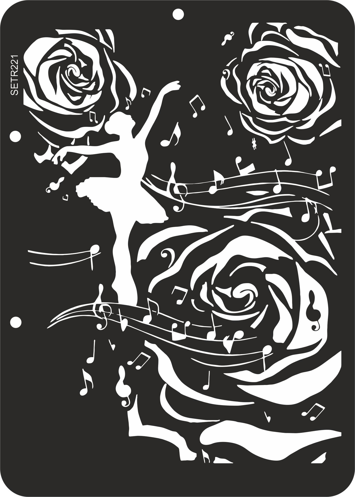 Reusable plastic stencil for decoration, scrapbooking, decoupage 'ScrapEgo' / ballerina roses / SETR221