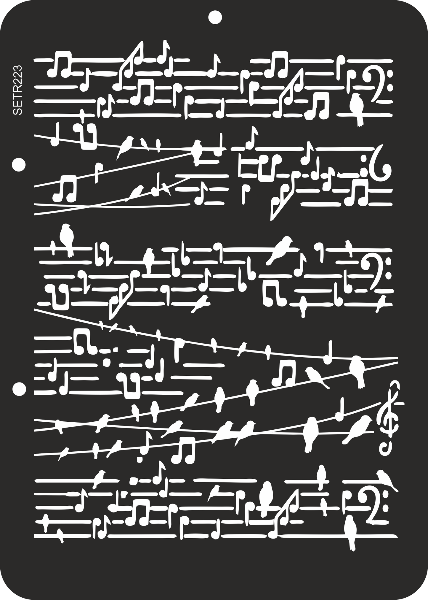 Reusable plastic stencil for decoration, scrapbooking, decoupage 'ScrapEgo' / musical notes / SETR223