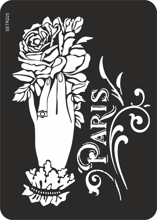 Reusable plastic stencil for decoration, scrapbooking, decoupage 'ScrapEgo' / vintage flowers / SETR225