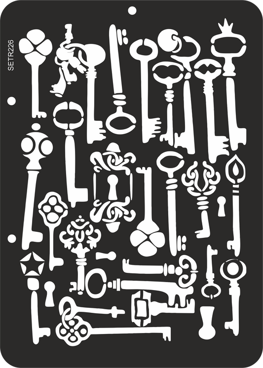 Reusable plastic stencil for decoration, scrapbooking, decoupage 'ScrapEgo' / keys / SETR226