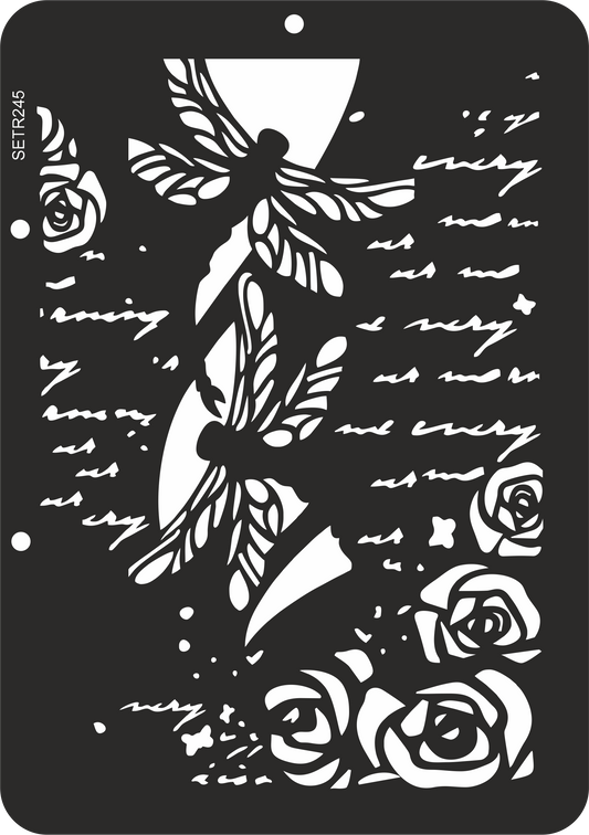 Reusable plastic stencil for decoration, scrapbooking, decoupage 'ScrapEgo' / butterfly / SETR245