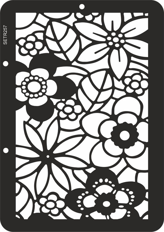 Reusable plastic stencil for decoration, scrapbooking, decoupage 'ScrapEgo' / flowers / SETR257