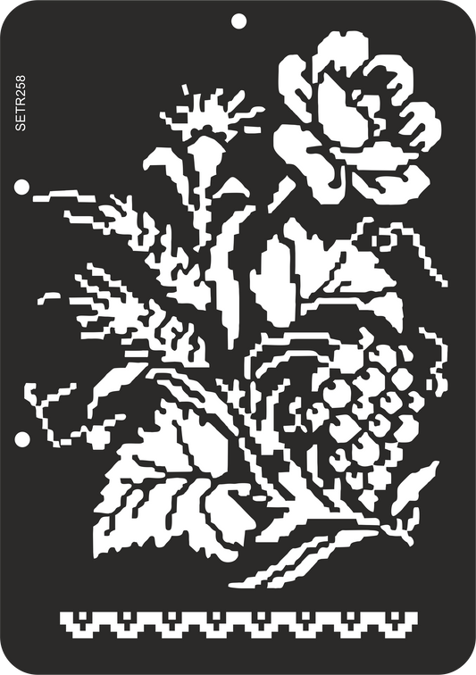 Reusable plastic stencil for decoration, scrapbooking, decoupage 'ScrapEgo' / bouquet / SETR258