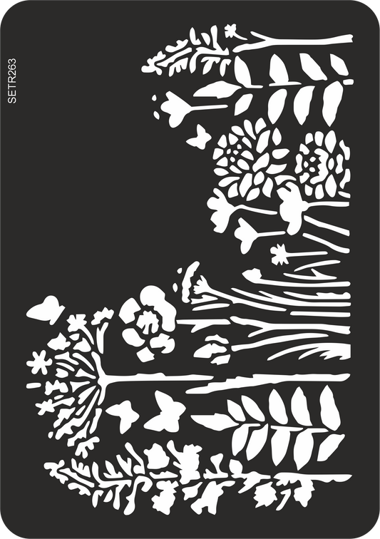 Reusable plastic stencil for decoration, scrapbooking, decoupage 'ScrapEgo' / flowers / SETR263