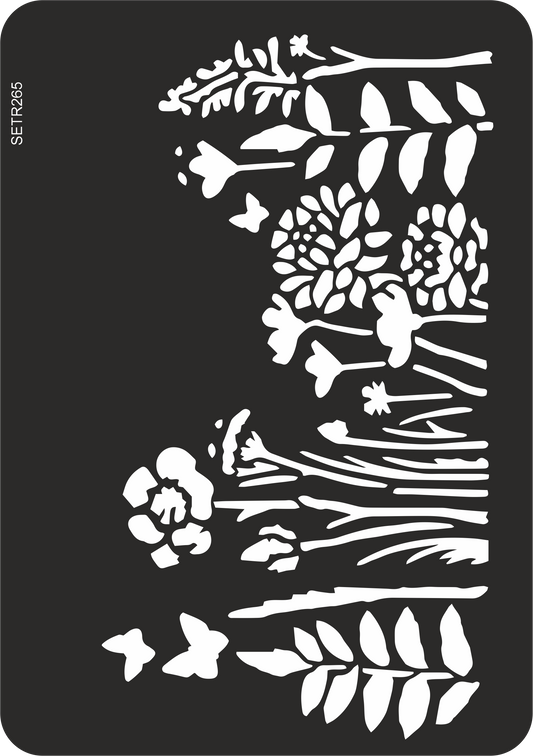 Reusable plastic stencil for decoration, scrapbooking, decoupage 'ScrapEgo' / flowers / SETR265