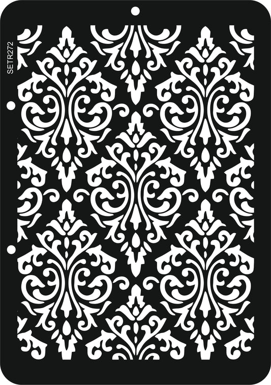 Reusable plastic stencil for decoration, scrapbooking, decoupage 'ScrapEgo' / damask / SETR272