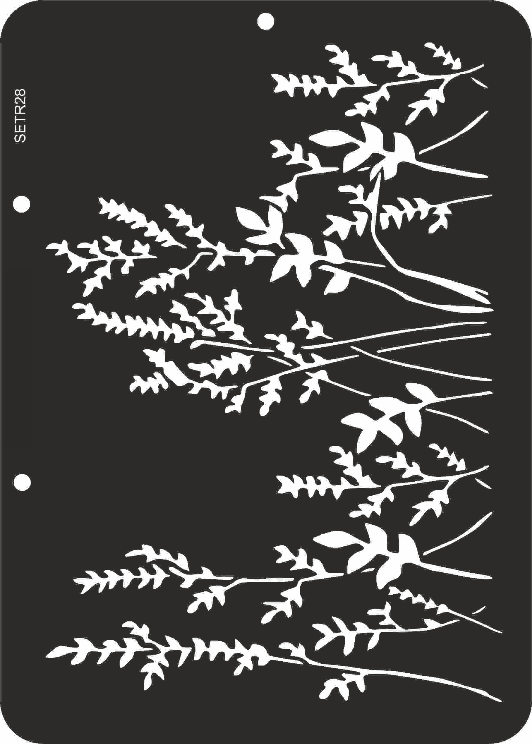 Reusable stencil for decoupage, scrapbooking, mixedmedia techniques, decoration. branches and blades of grass